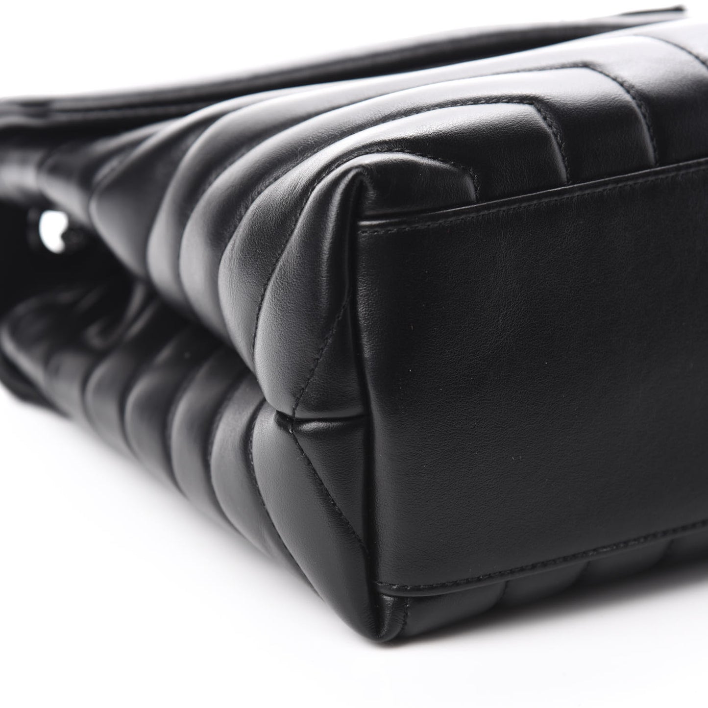 Calfskin Y Quilted Monogram Medium Loulou Chain Satchel Black