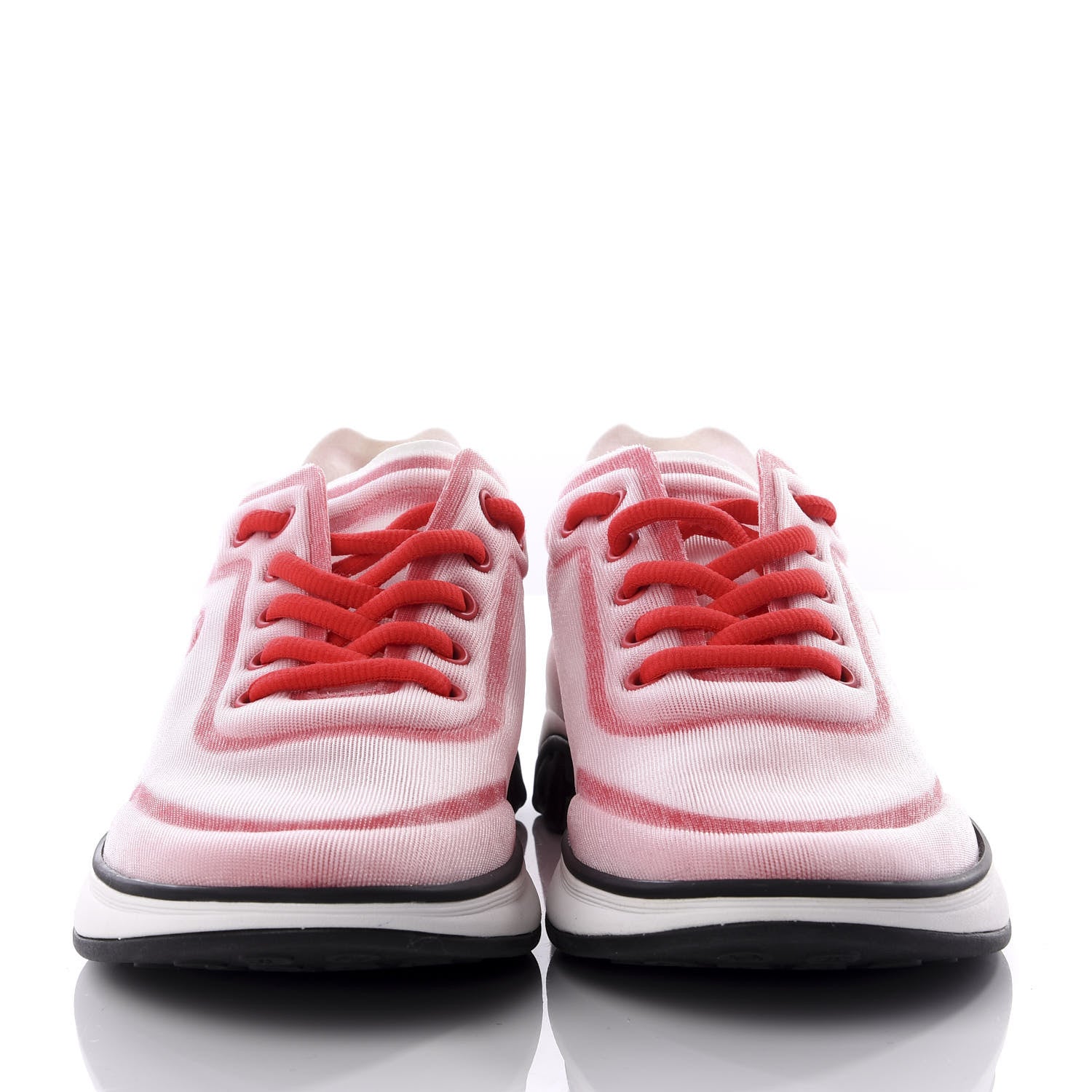Chanel Lycra Fabric CC Sneakers 38 White Red 3 of 11