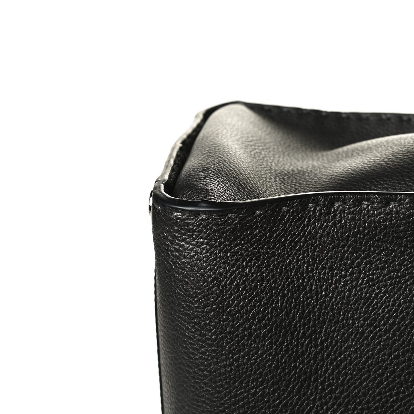 Calfskin Romano Selleria Monster Eyes Large Mens Peekaboo Iconic Essential Satchel Black White
