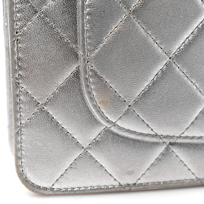 Chanel Metallic Lambskin Quilted Wallet On Chain WOC Silver 17 of 19