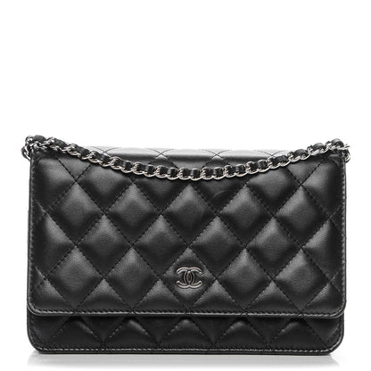 Chanel Lambskin Quilted Wallet On Chain WOC Black 1 of 8