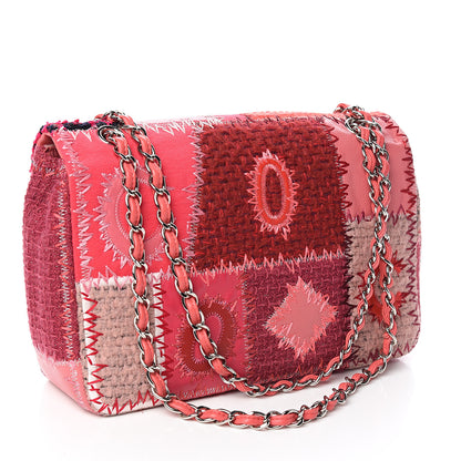 Chanel Tweed Patchwork Jumbo Single Flap Pink 2 of 9