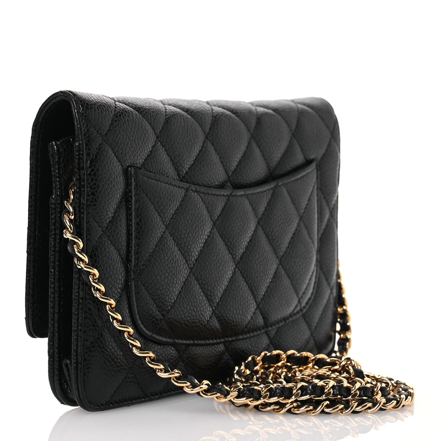 Caviar Quilted Wallet on Chain WOC Black