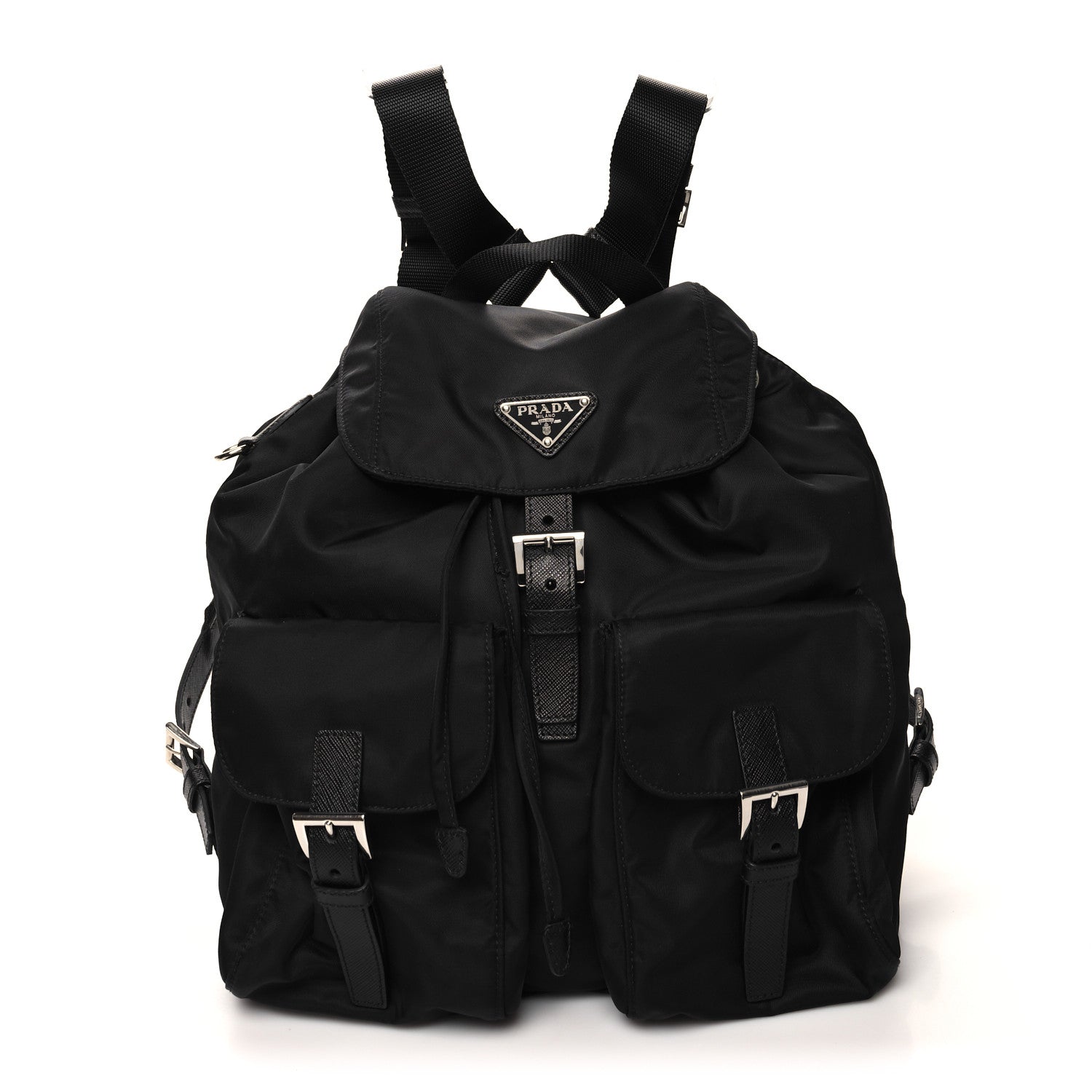 Prada Nylon Vela Saffiano Medium Backpack Black 1 of 11