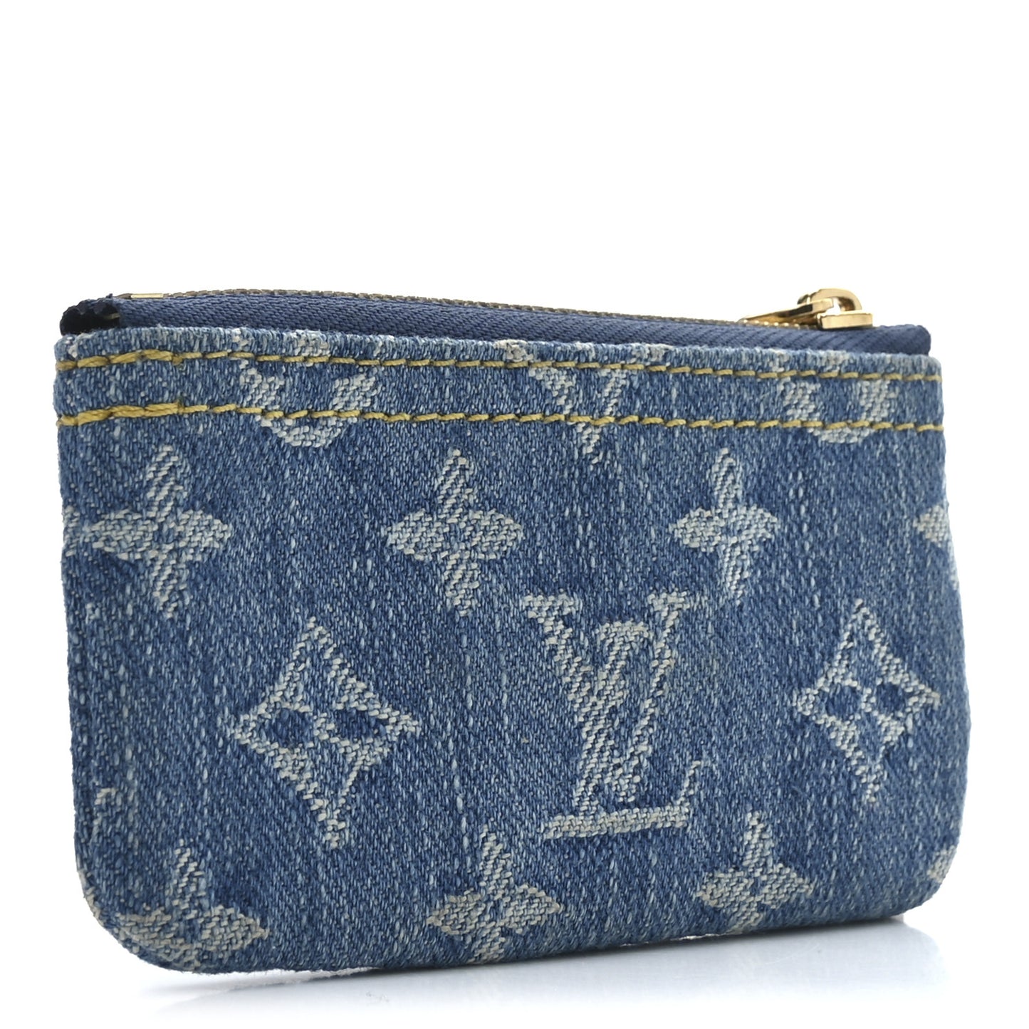 Monogram Denim Key Pouch Denim Blue