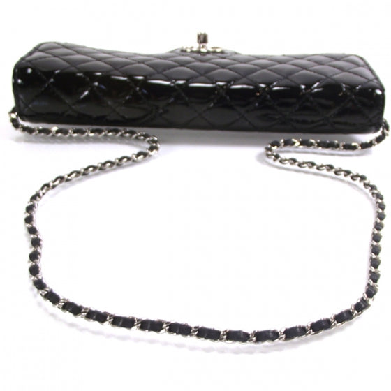Patent Quilted Clutch Bag Black