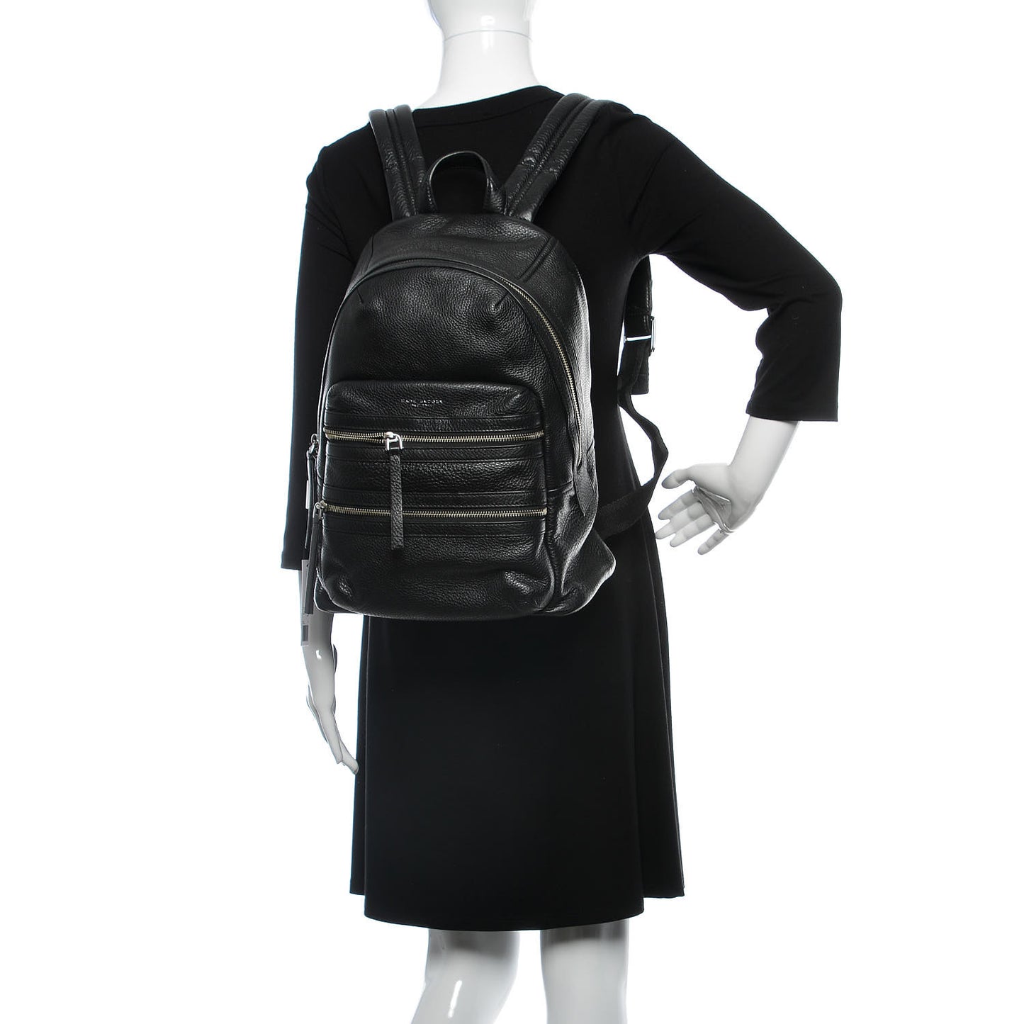 Pebbled Calfskin Biker Backpack Black