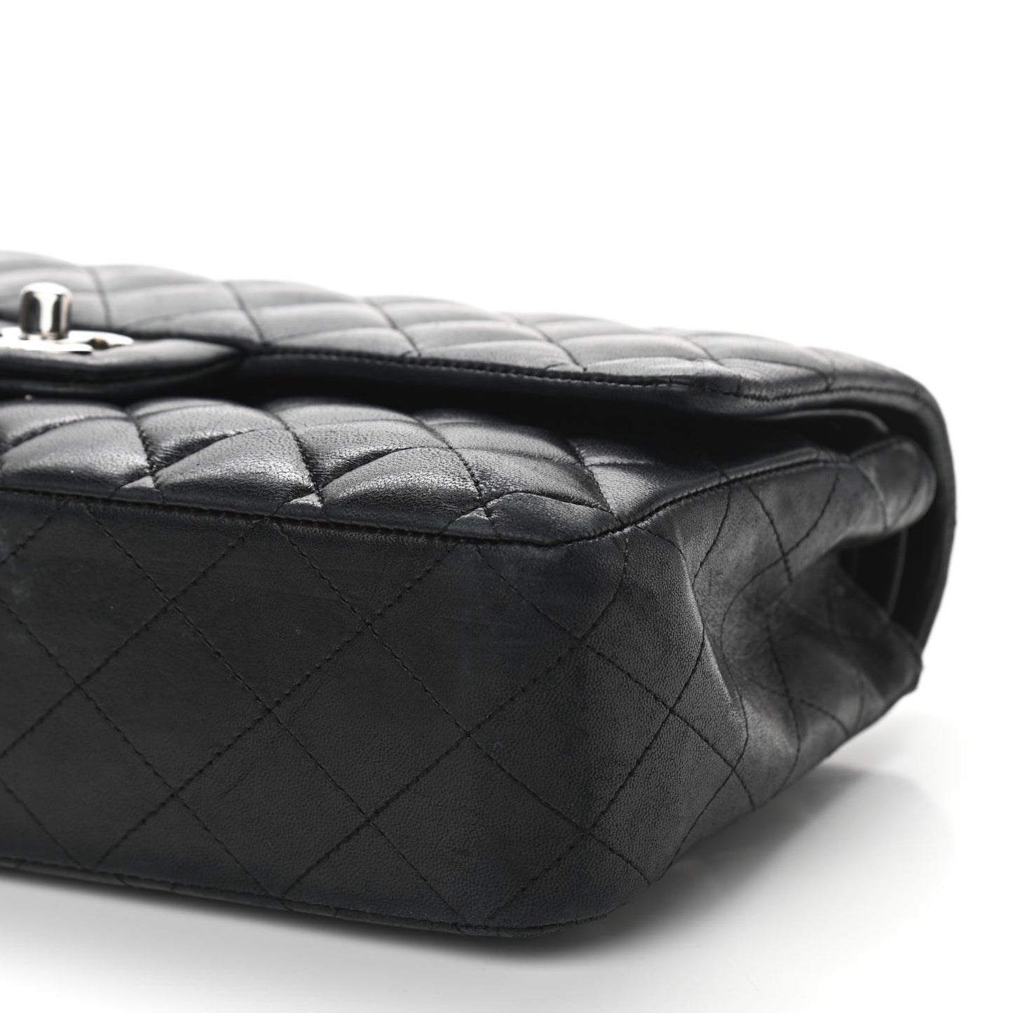 Lambskin Quilted Medium Double Flap Black