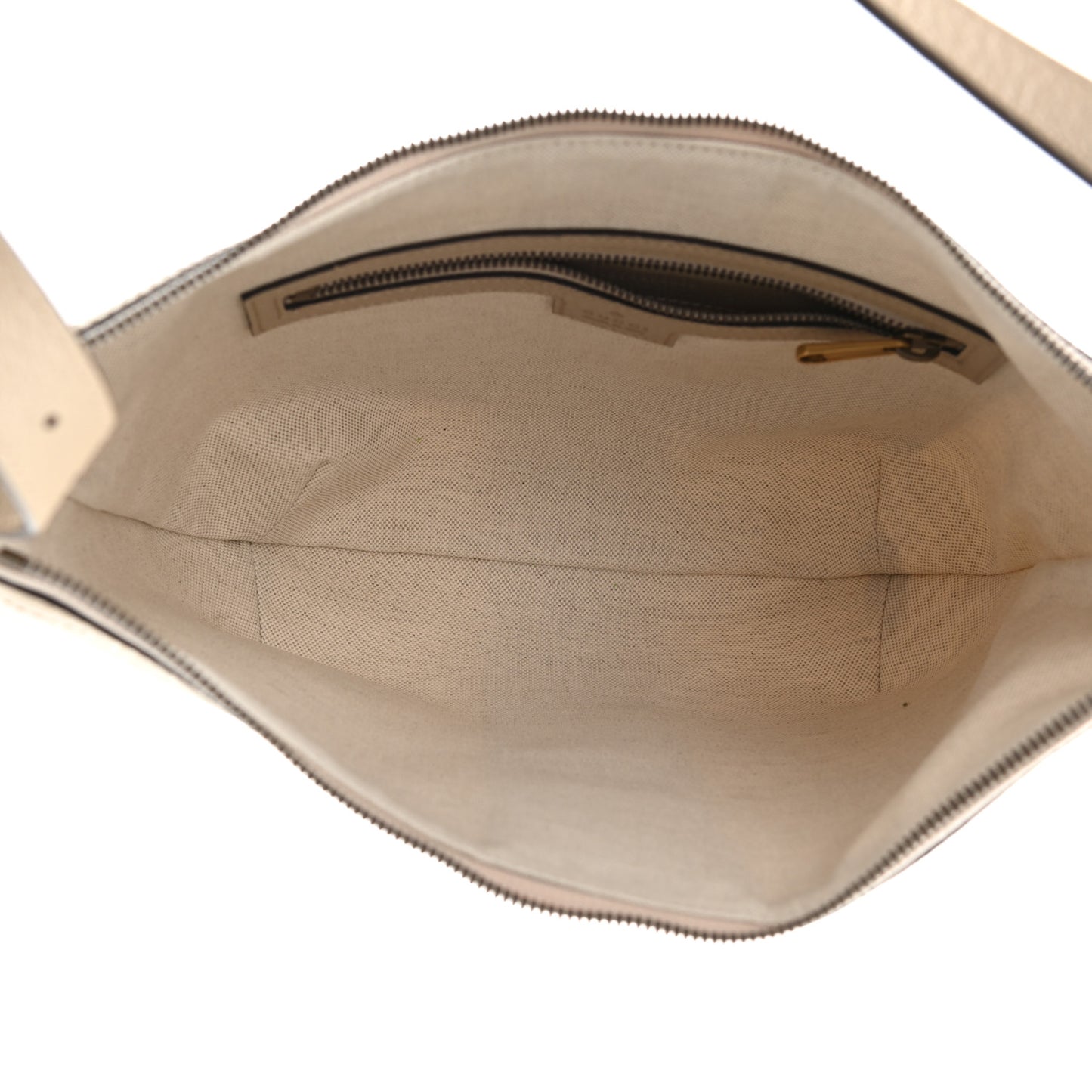 GG Supreme Monogram Textured Dollar Calfskin Web Small Ophidia Half Moon Hobo Beige Mystic White Oatmeal