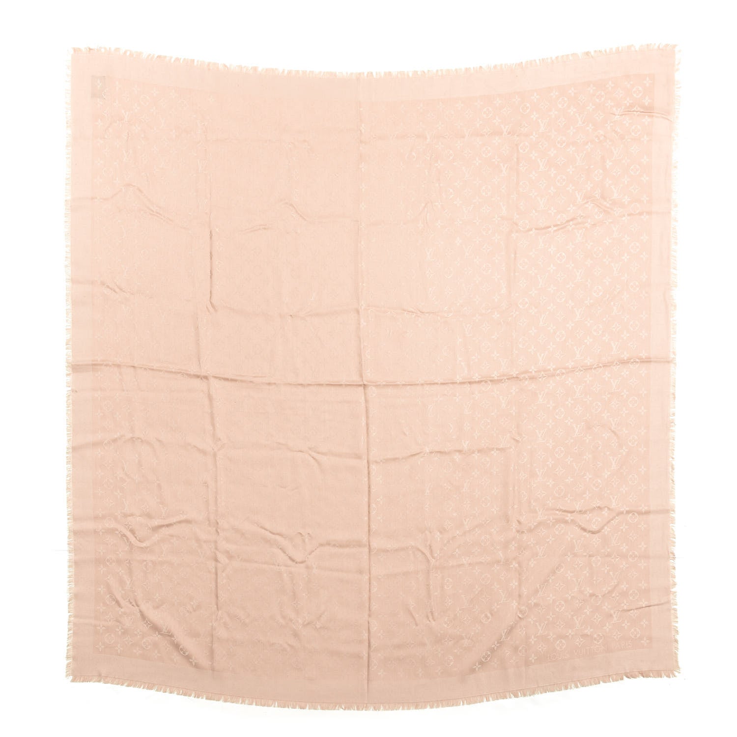 Louis Vuitton Silk Wool Monogram Shawl Natural 1 of 4