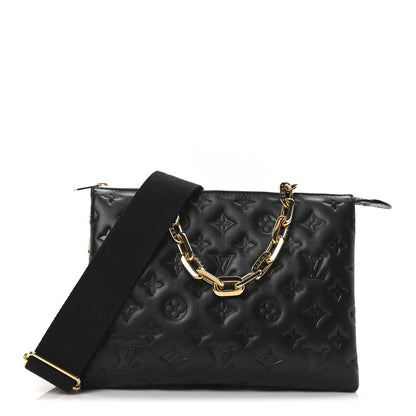 Louis Vuitton Lambskin Embossed Monogram Coussin PM Black 1 of 10