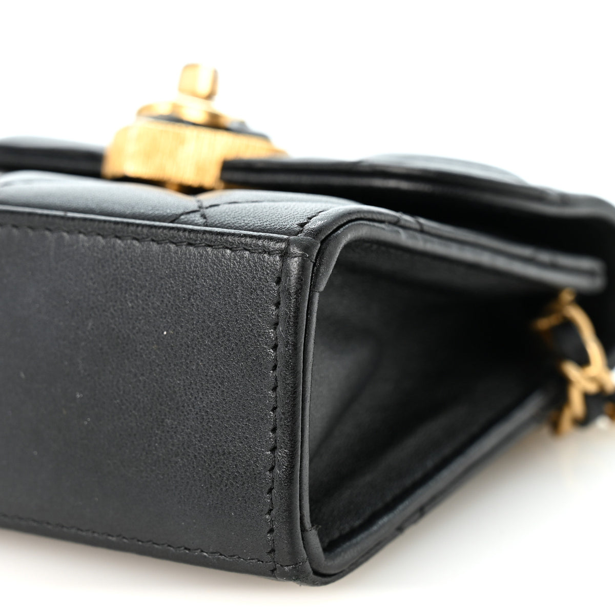 Lambskin Plexiglass Quilted Coco Love Clutch With Chain Black