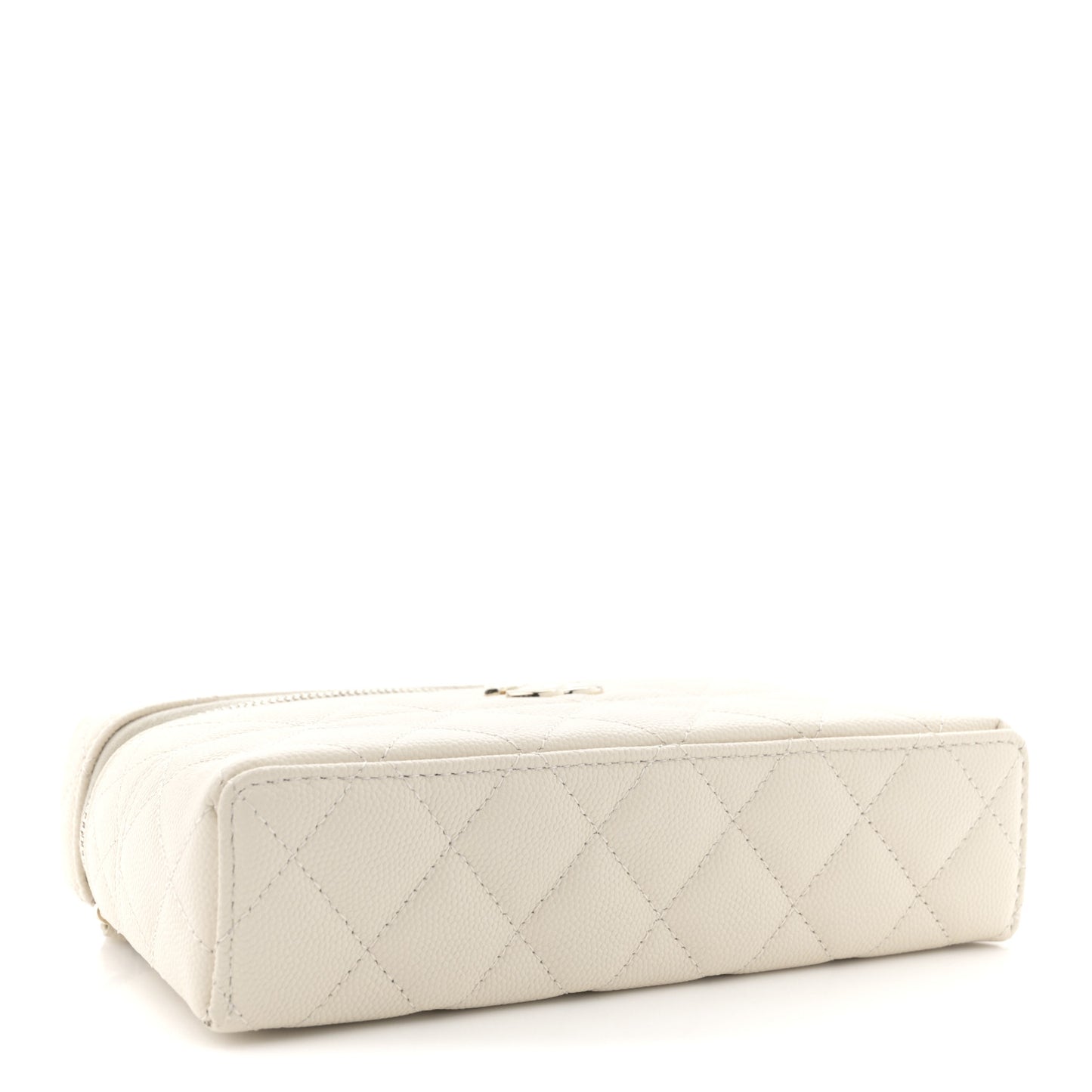 Caviar Quilted Trendy Handle Slim Vanity Ecru