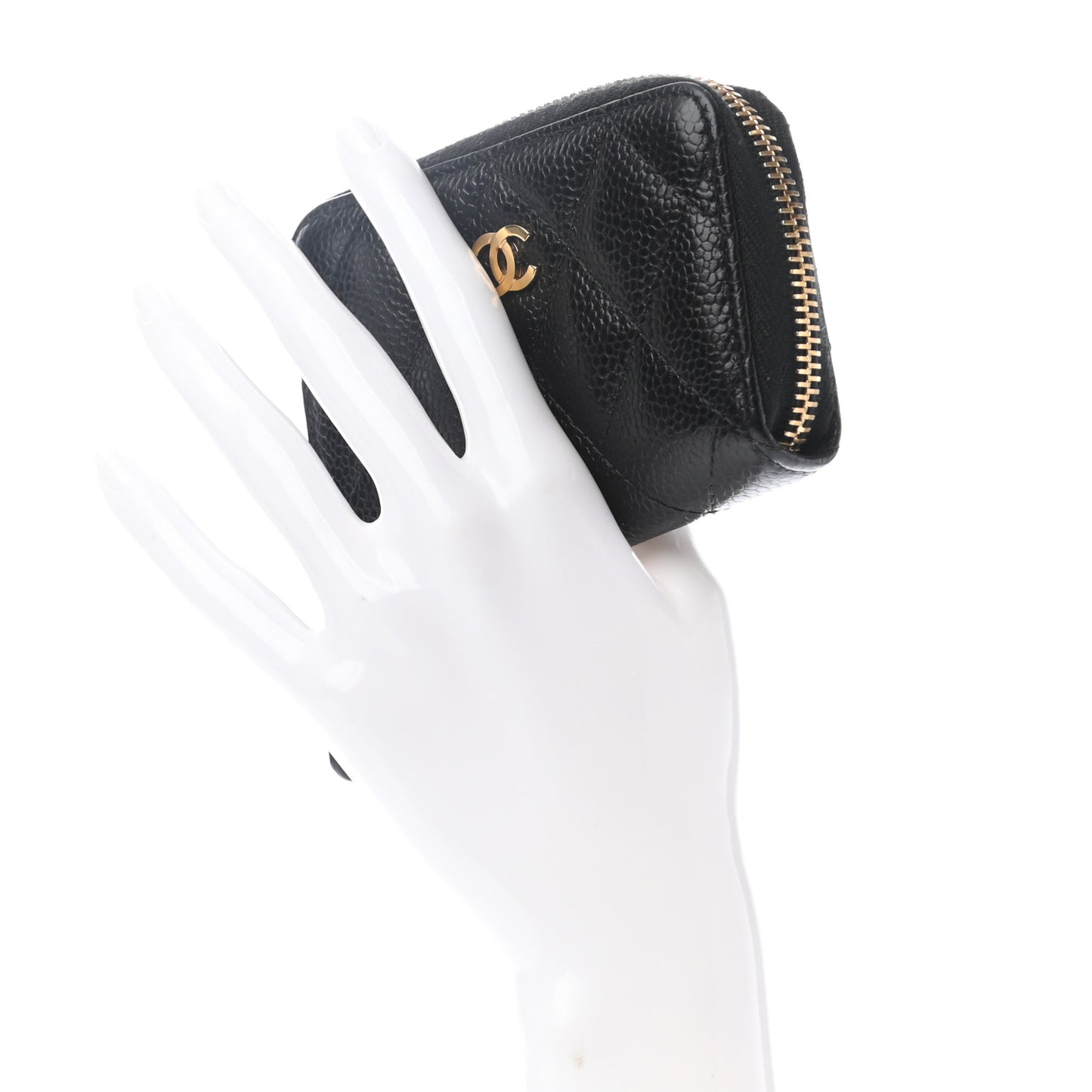Caviar Quilted Zip Coin Purse Black