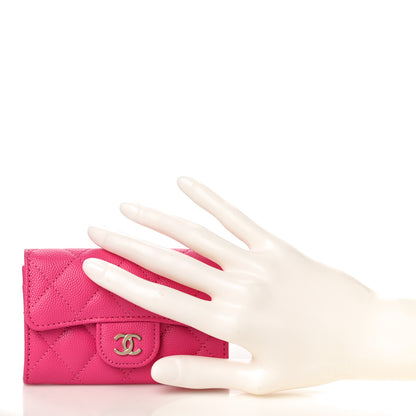 Chanel Caviar Quilted Flap Card Holder Wallet Dark Pink 2 of 12