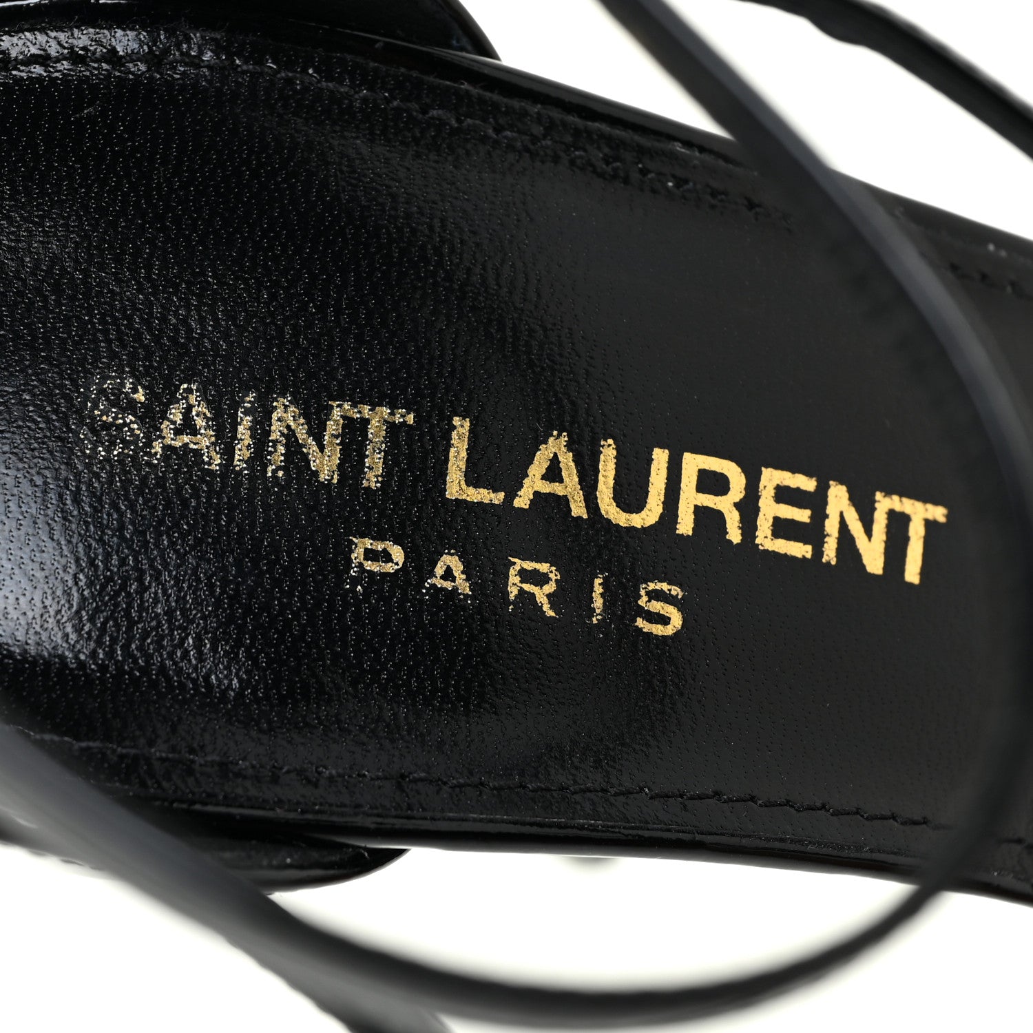 Saint Laurent Patent Cassandra 100 Ankle Strap Sandals 37.5 Black 10 of 12