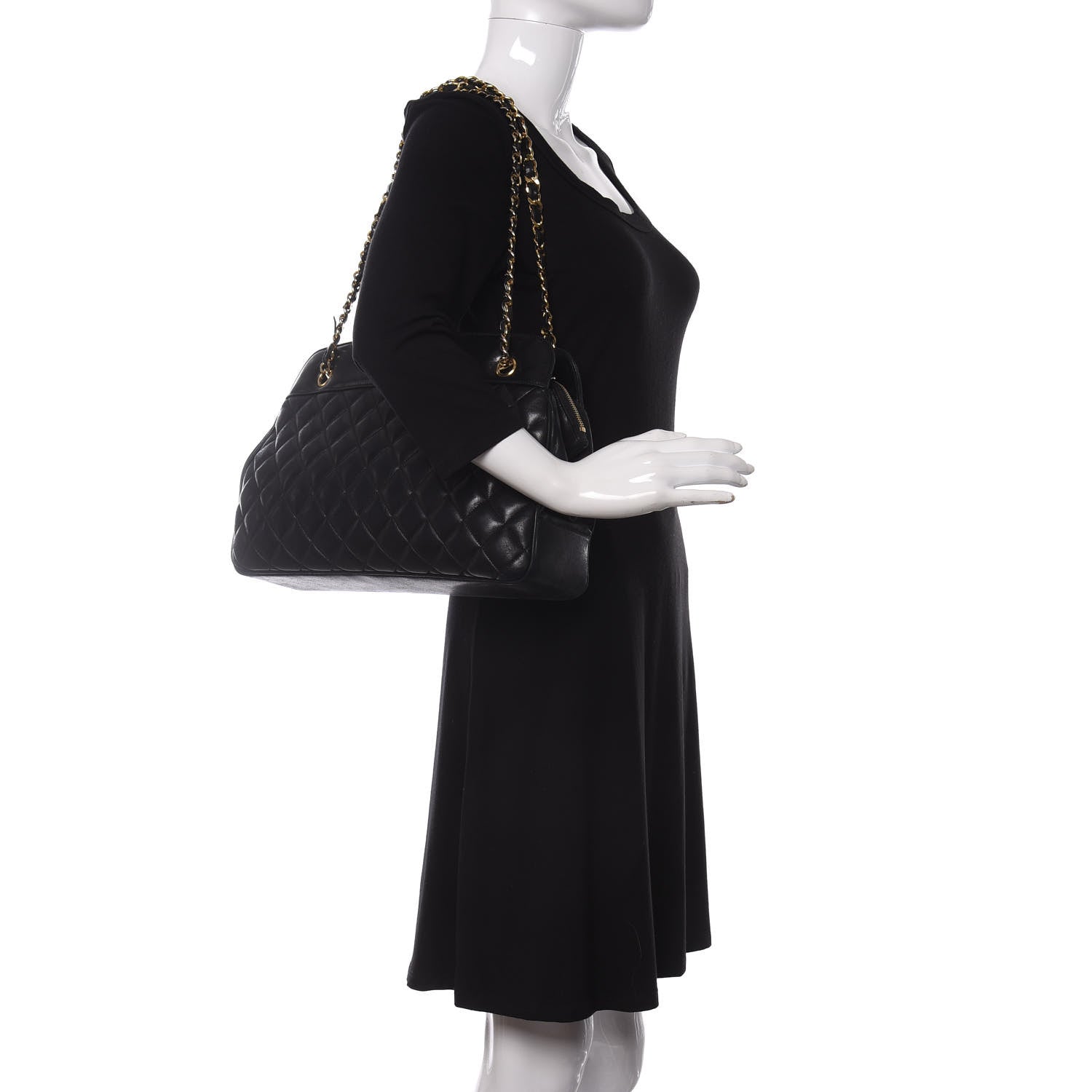 Chanel Lambskin Quilted Shopping Tote Black 2 of 18