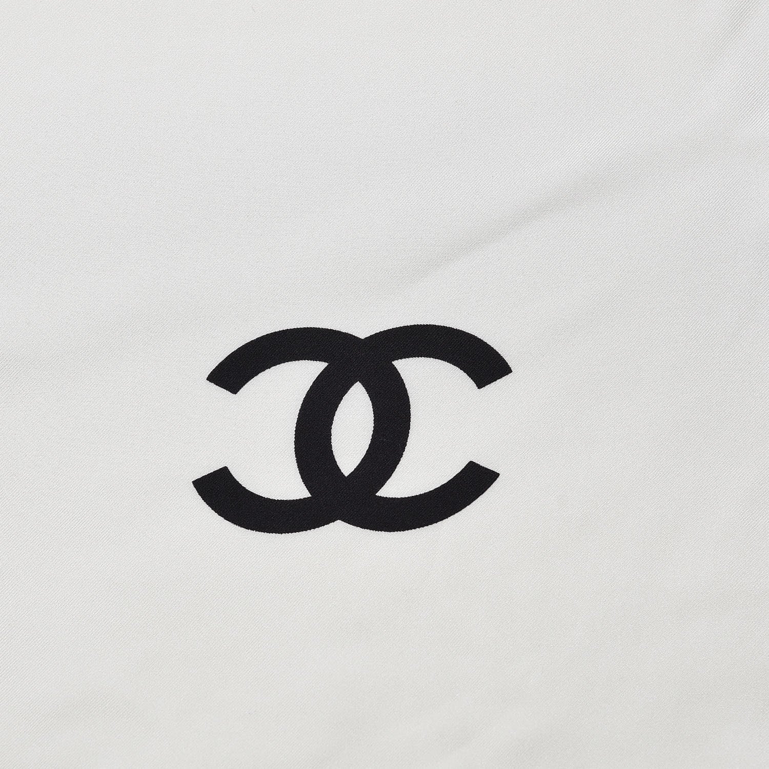 Chanel Silk CC Scarf Black White 4 of 5