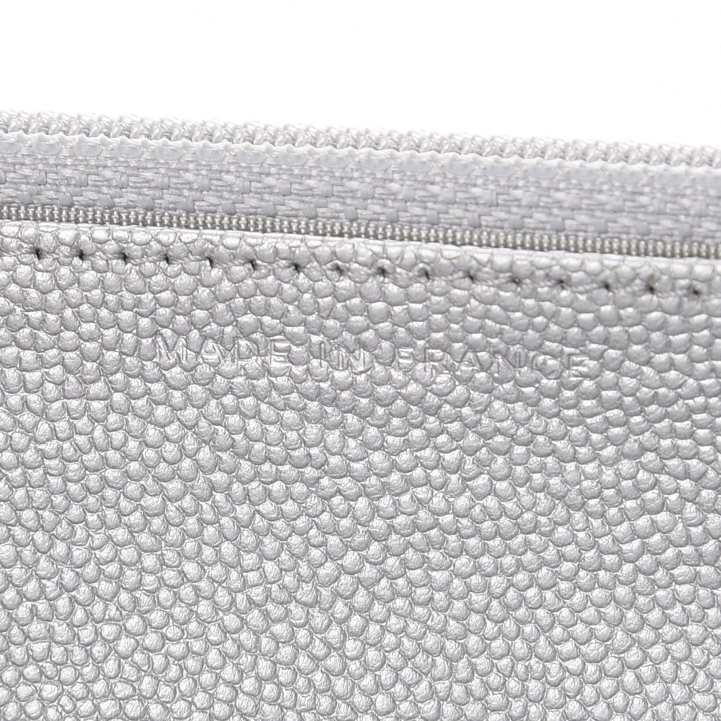 Metallic Caviar Chevron Quilted Vintage Mademoiselle Wallet On Chain WOC Silver