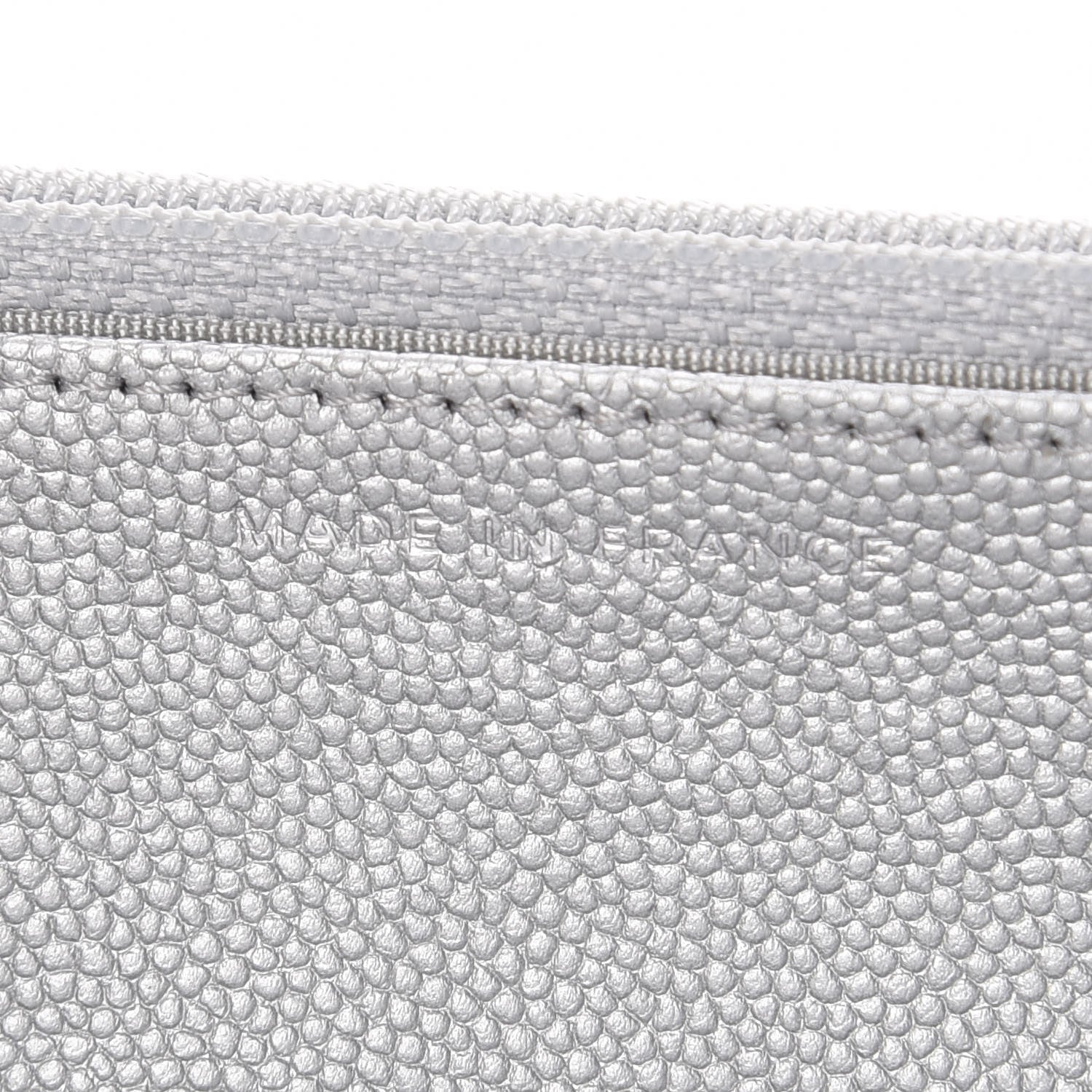 Chanel Metallic Caviar Chevron Quilted Vintage Mademoiselle Wallet On Chain WOC Silver 7 of 9