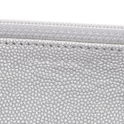 Chanel Metallic Caviar Chevron Quilted Vintage Mademoiselle Wallet On Chain WOC Silver 7 of 9