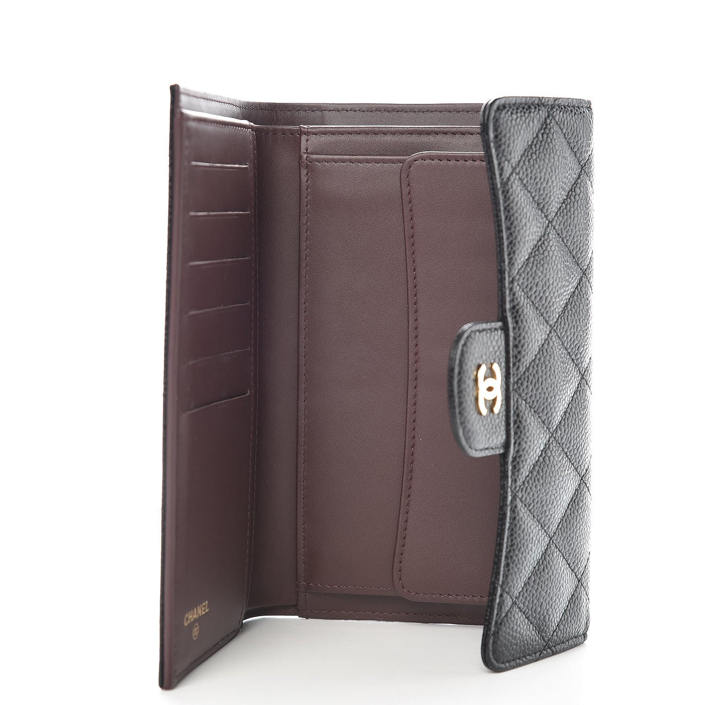 Caviar Quilted Large Flap Wallet Black