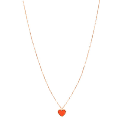 Van Cleef & Arpels 18K Rose Gold Carnelian Sweet Alhambra Heart Pendant Necklace 1 of 5