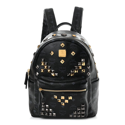 MCM Grained Calfskin Visetos Studded Small Stark M Backpack Black 1 of 9