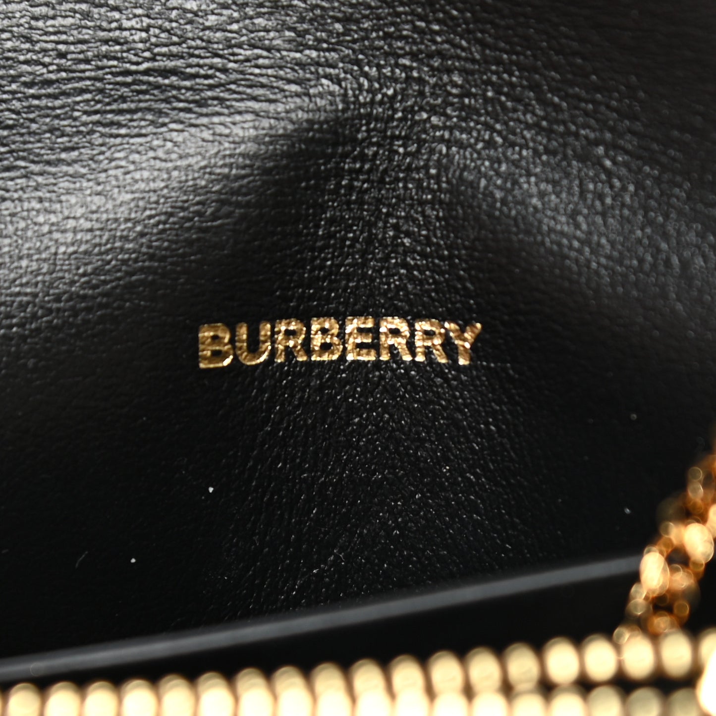 Grainy Calfskin Vintage Check Jade Card Case On Chain Black