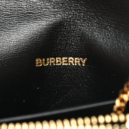 Burberry Grainy Calfskin Vintage Check Jade Card Case On Chain Black 7 of 8