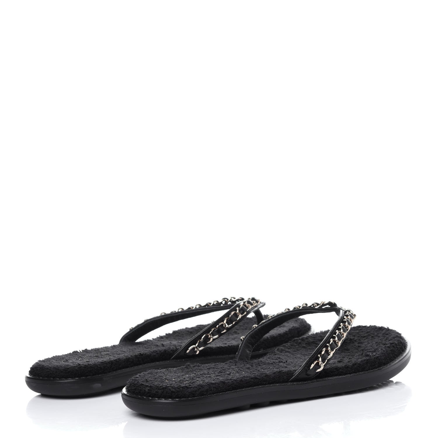 Chanel Lambskin CC Chain Thong Sandals 36 Black 4 of 10