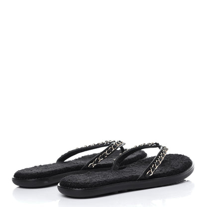 Chanel Lambskin CC Chain Thong Sandals 36 Black 4 of 10