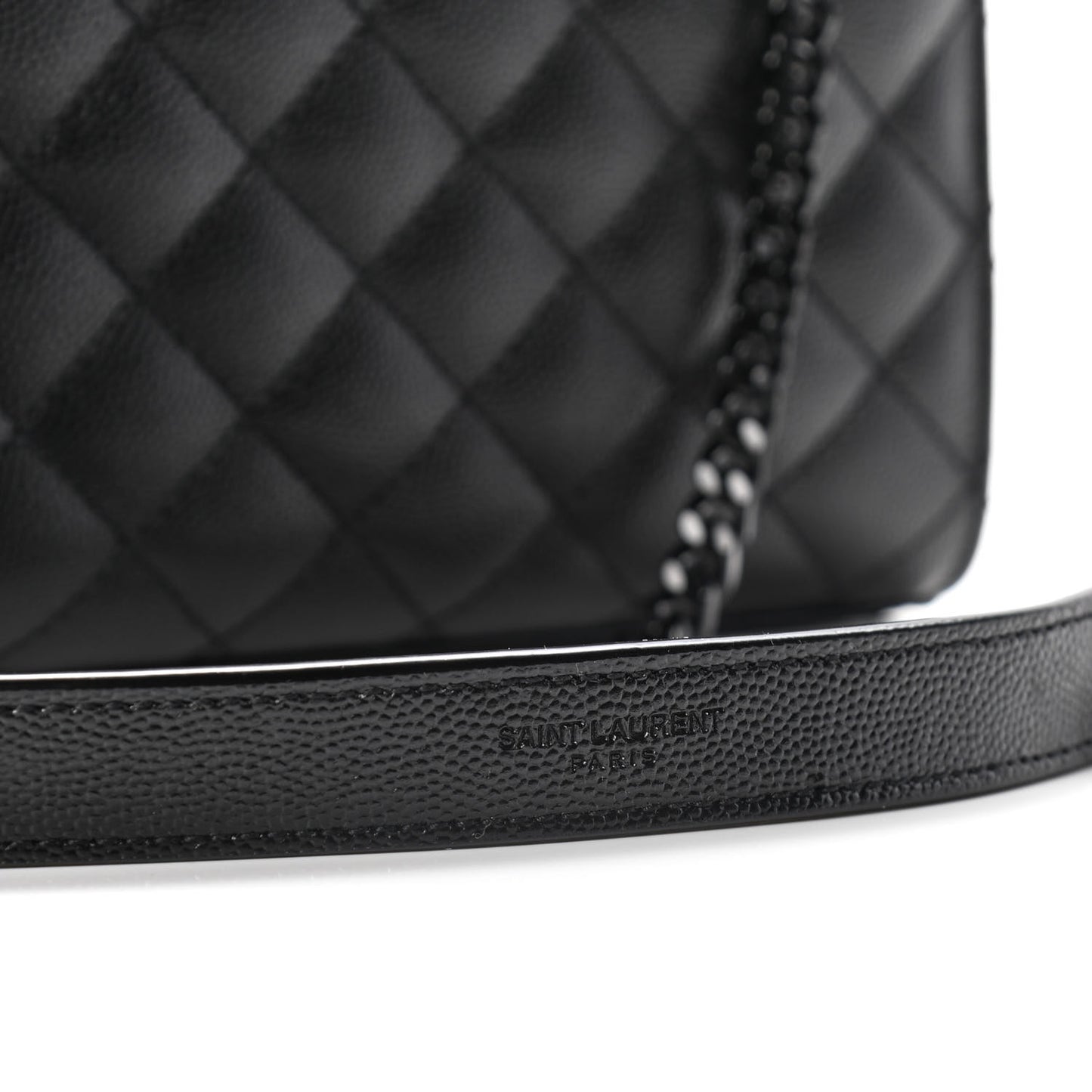 Grain De Poudre Textured Mixed Matelasse Triquilt Small Monogram Satchel Black