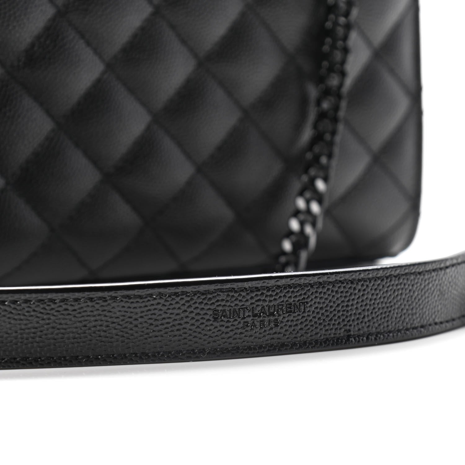 Saint Laurent Grain De Poudre Textured Mixed Matelasse Triquilt Small Monogram Satchel Black 7 of 11