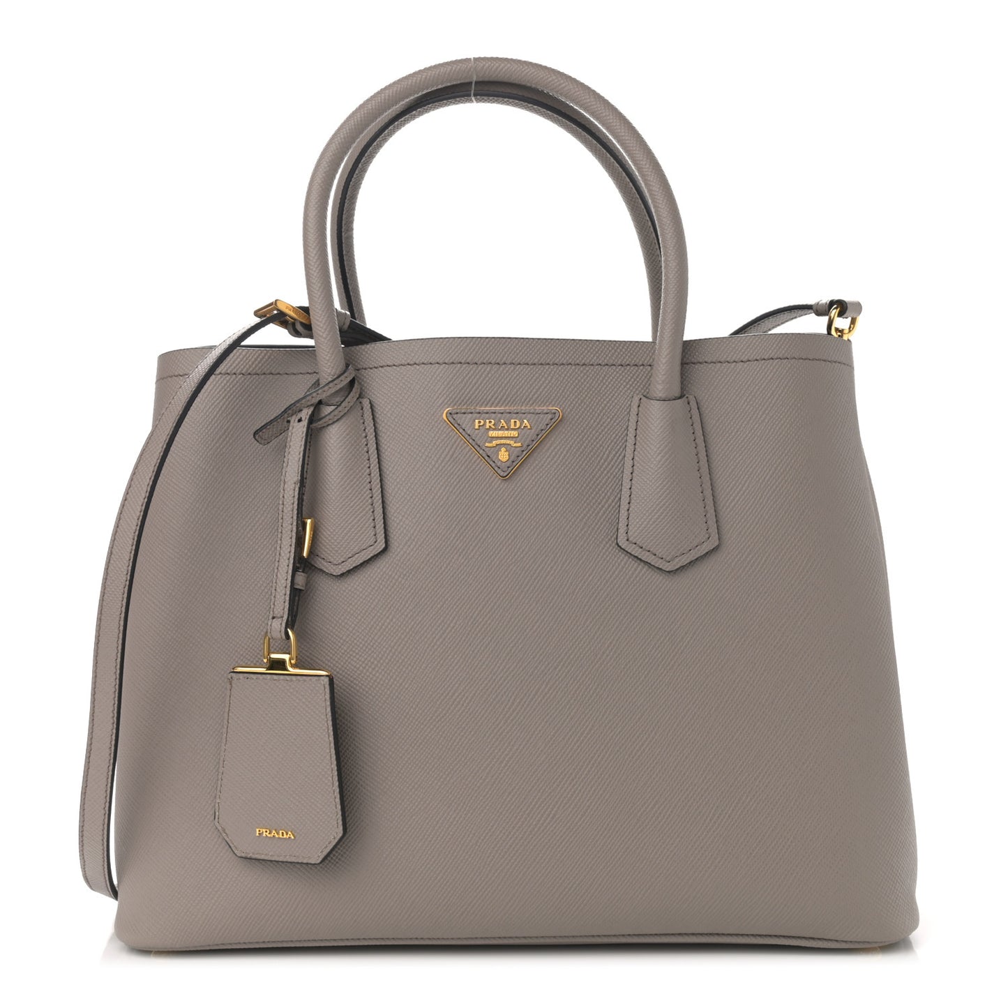 Saffiano Cuir Medium Double Bag Argilla