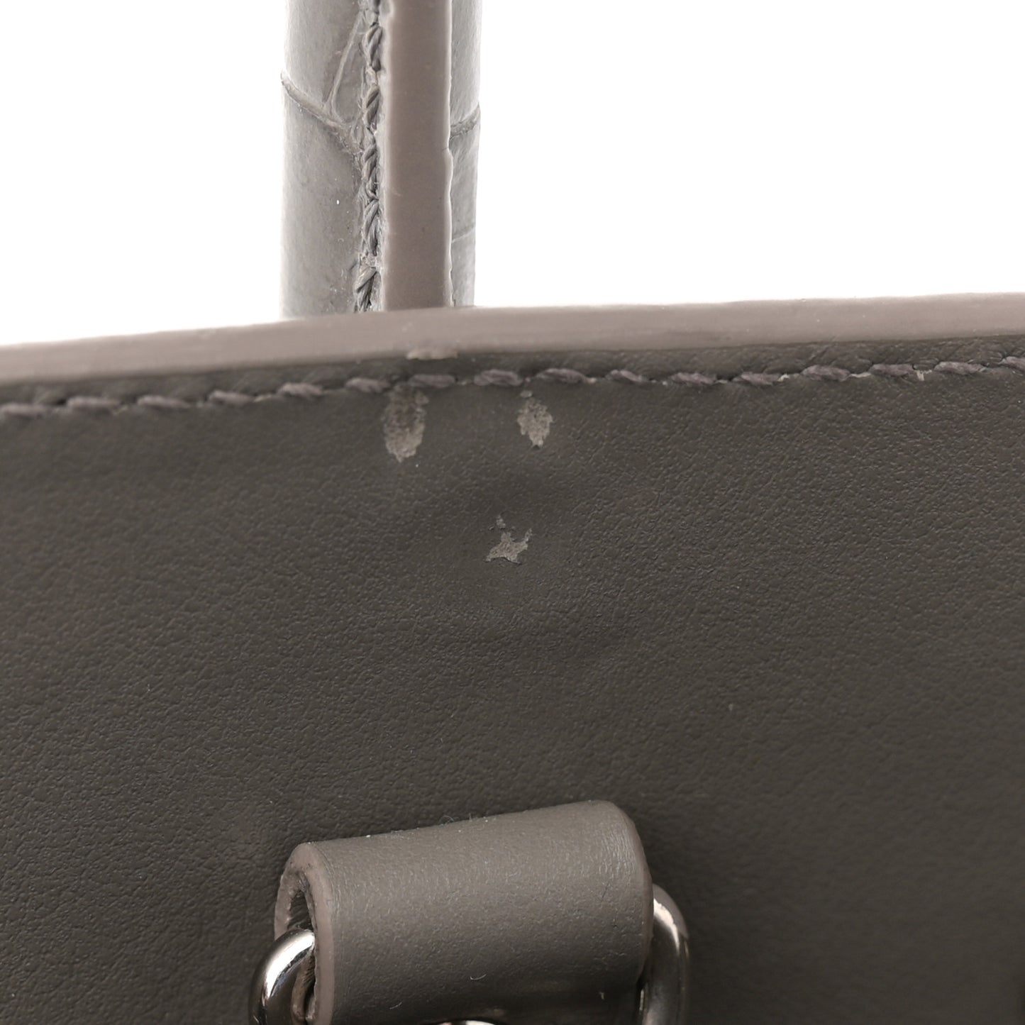 Calfskin Crocodile Embossed Baby Sac De Jour Fog
