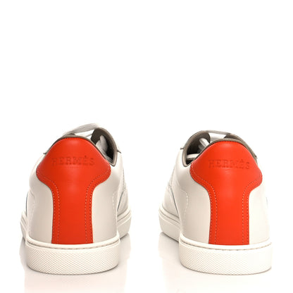 Hermes Calfskin Mens Quicker Sneakers 41 White Orange 5 of 9