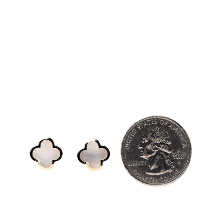 Van Cleef & Arpels 18K Yellow Gold Mother of Pearl Pure Alhambra Earrings 2 of 4