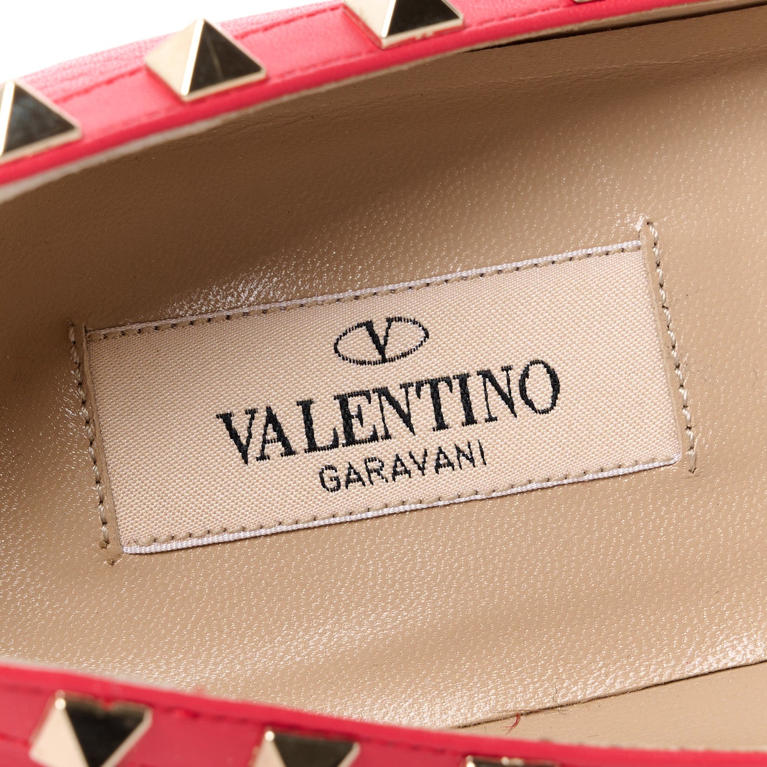 Valentino Garavani Pebbled Calfskin Rockstud Ballerina Flats 37 Fragola 7 of 9