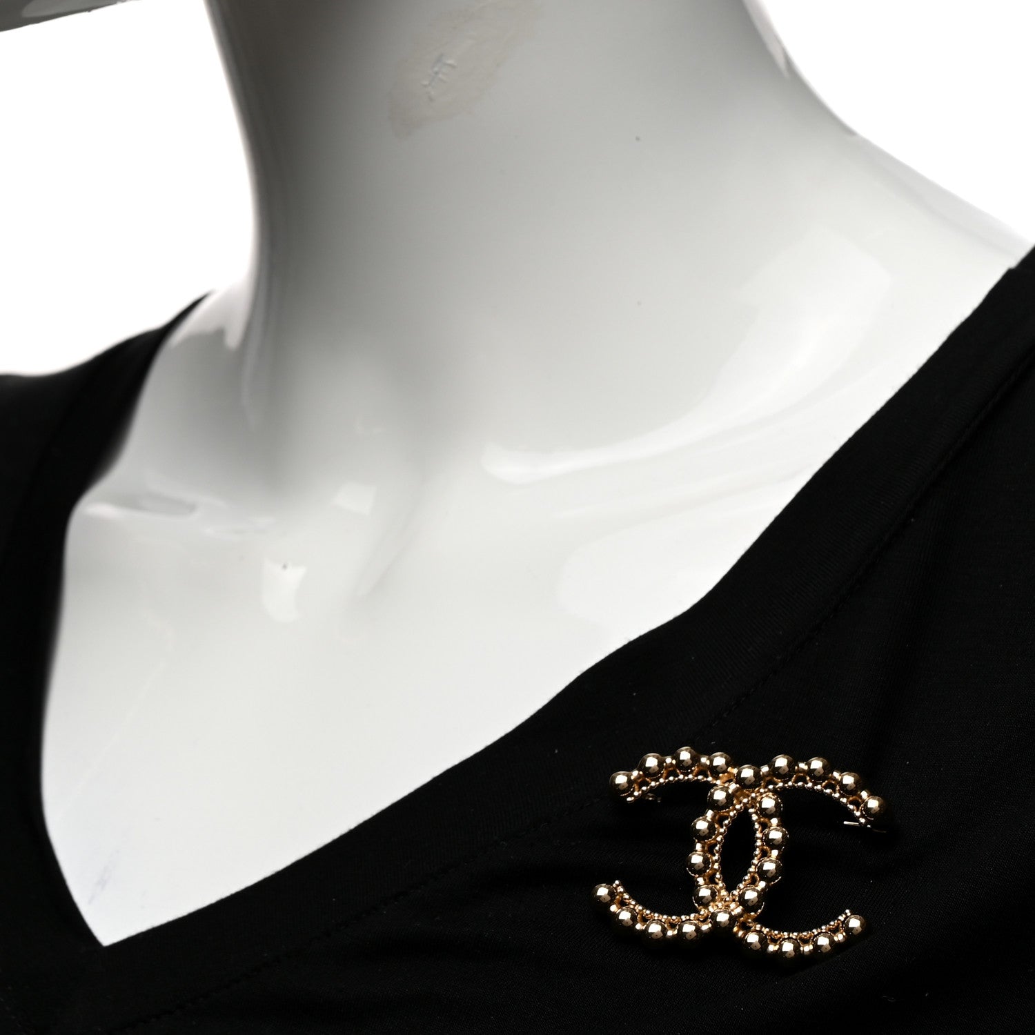 Chanel Metal Beaded CC Brooch Gold 2 of 5