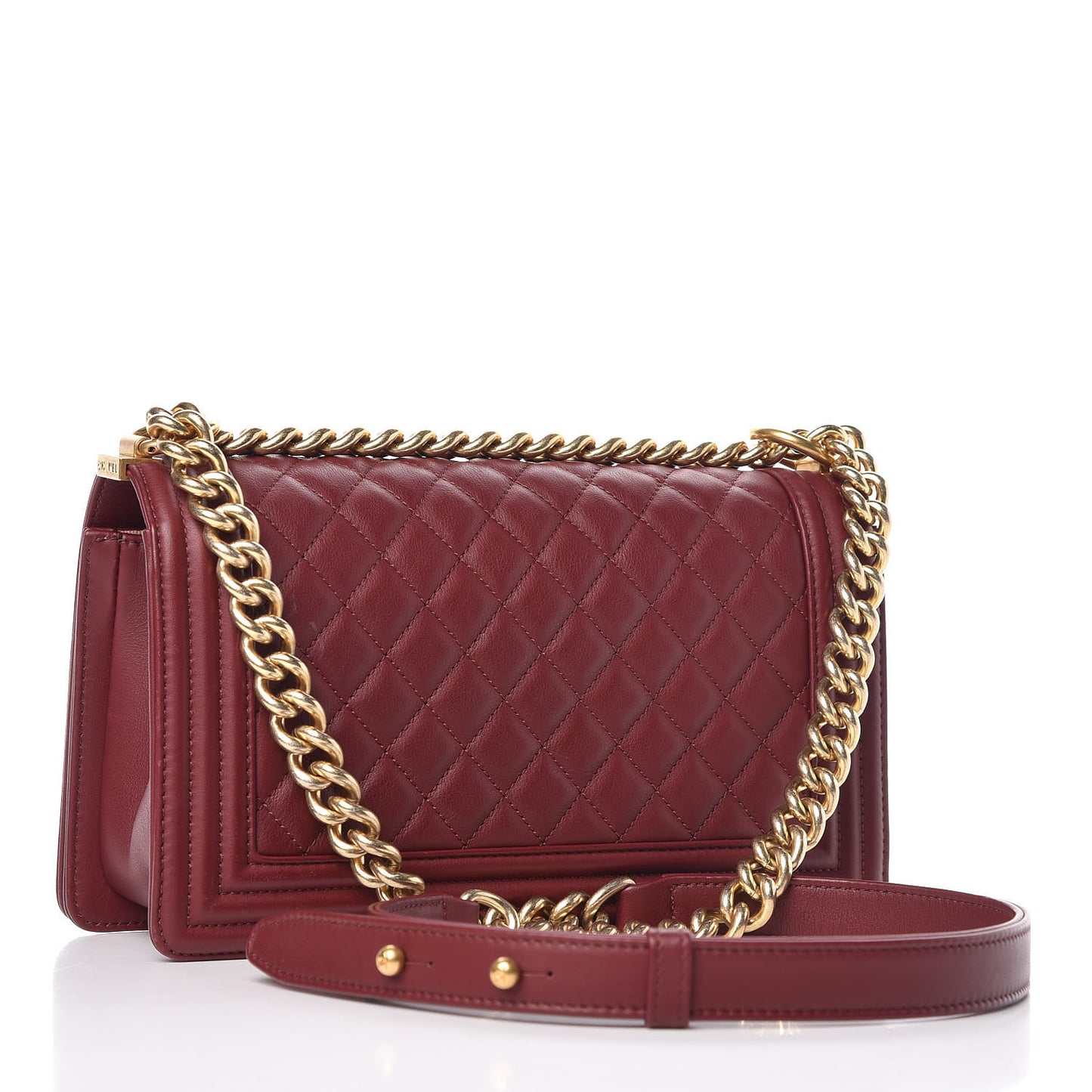 Calfskin Quilted Medium Boy Flap Burgundy