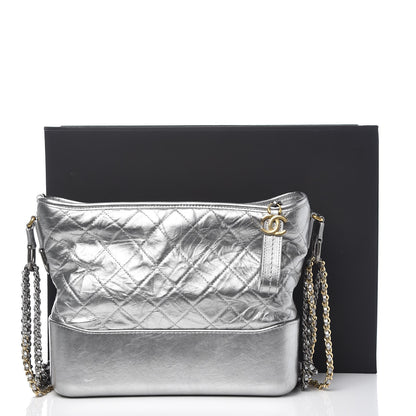 Chanel Metallic Lambskin Calfskin Quilted Medium Gabrielle Hobo Silver 8 of 8
