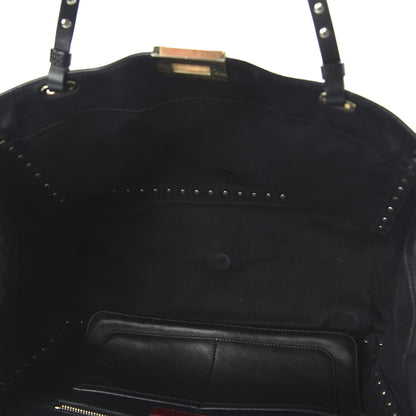 Valentino Garavani Vitello Medium Rockstud Tote Black 5 of 11