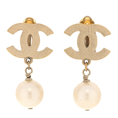 Chanel Pearl CC Drop Clip On Earrings Gold 1 of 6