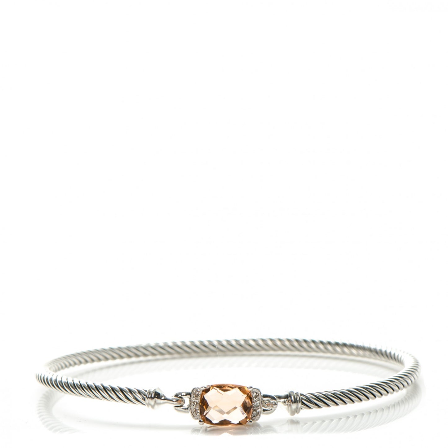 Sterling Silver Diamond Morganite 3mm Petite Wheaton Bracelet