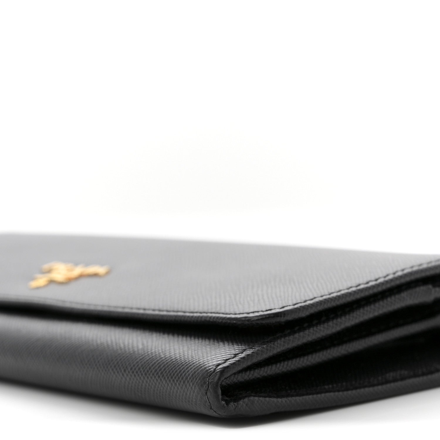 Prada Saffiano Metal Oro Chain Wallet Black 10 of 11