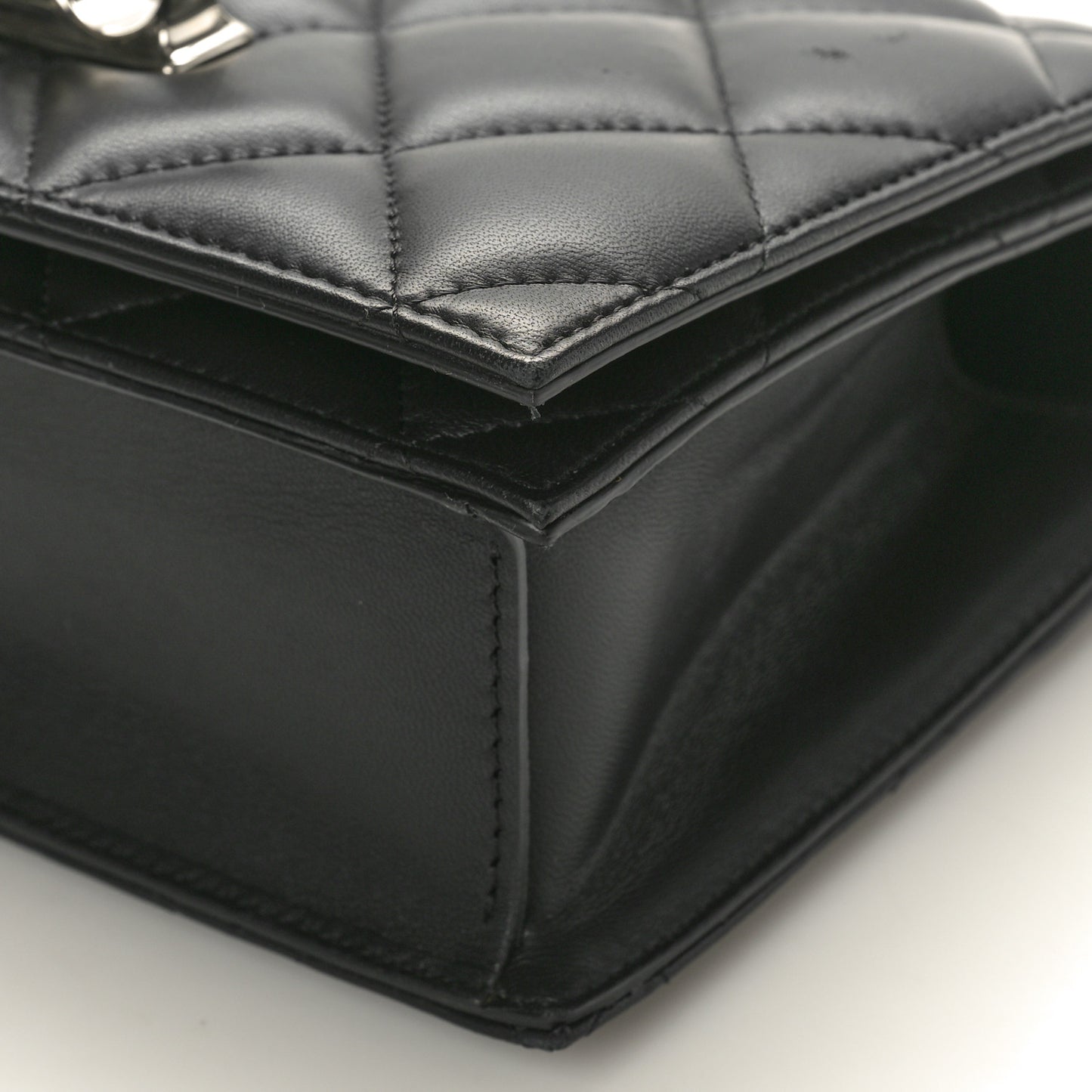 Lambskin Quilted Knuckle Shoulder Bag Black