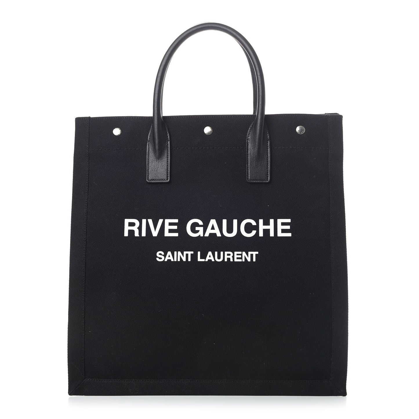 Linen Calfskin Rive Gauche North South Tote Black