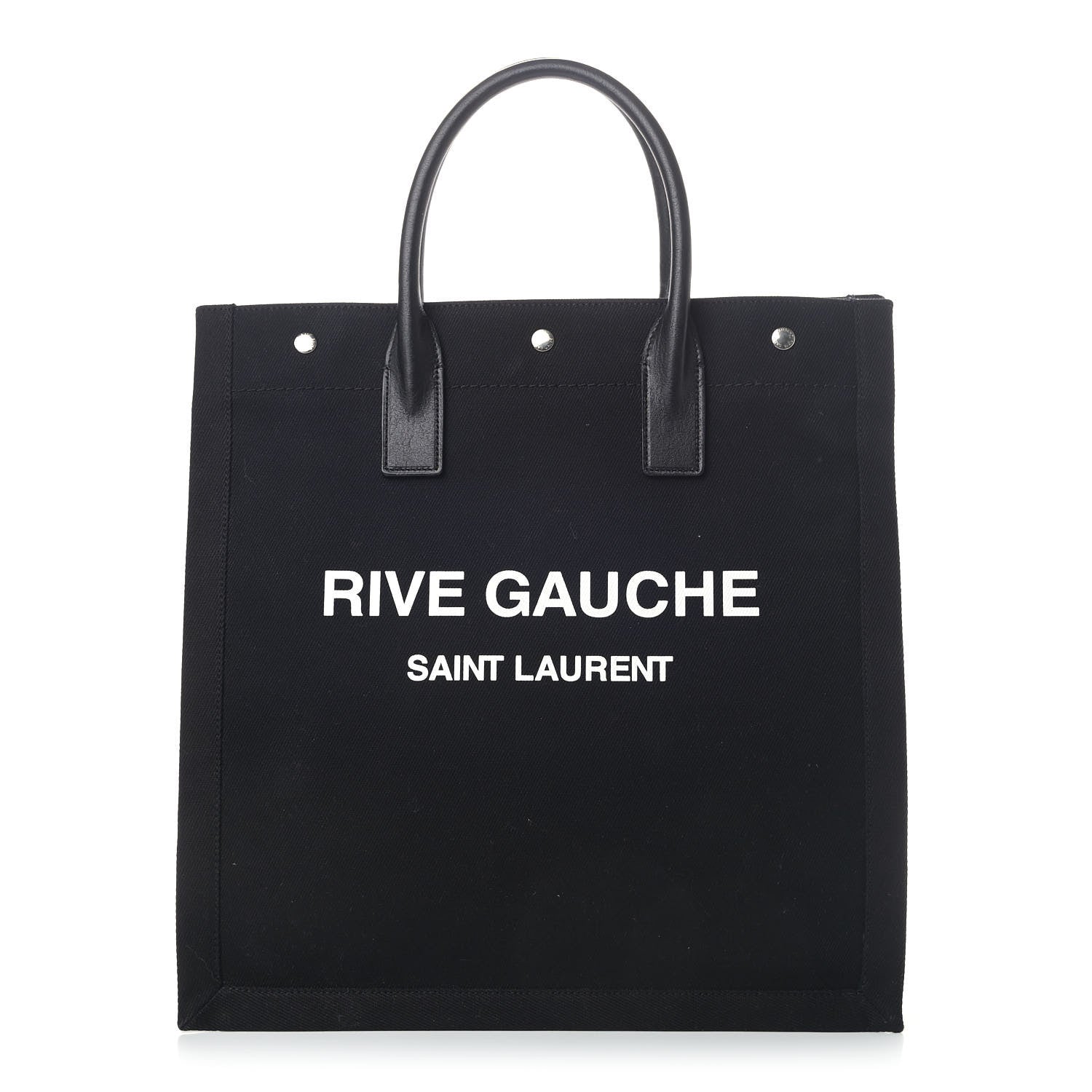 Saint Laurent Linen Calfskin Rive Gauche North South Tote Black 1 of 8