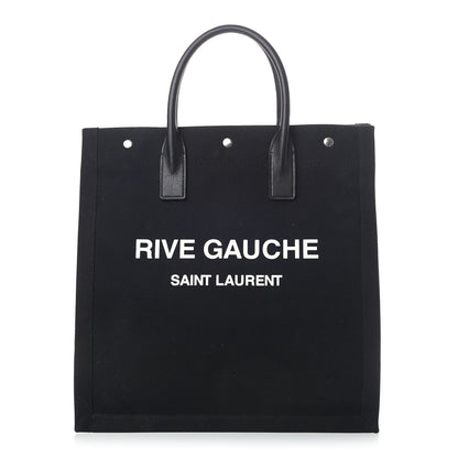 Saint Laurent Linen Calfskin Rive Gauche North South Tote Black 1 of 8